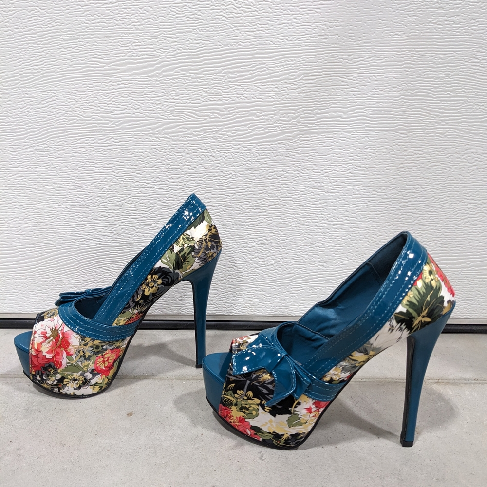 Floral Peep-Toe Stiletto Heels
